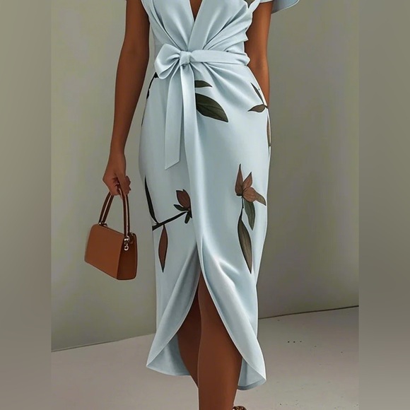 FEHAUTE White Floral Satin Wrap Midi Dress NWT - Size
US 12 - Picture 9 of 11